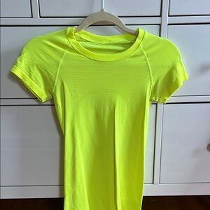 Lululemon Athletica Yellow Fitted Short Sleeve T-Shirt